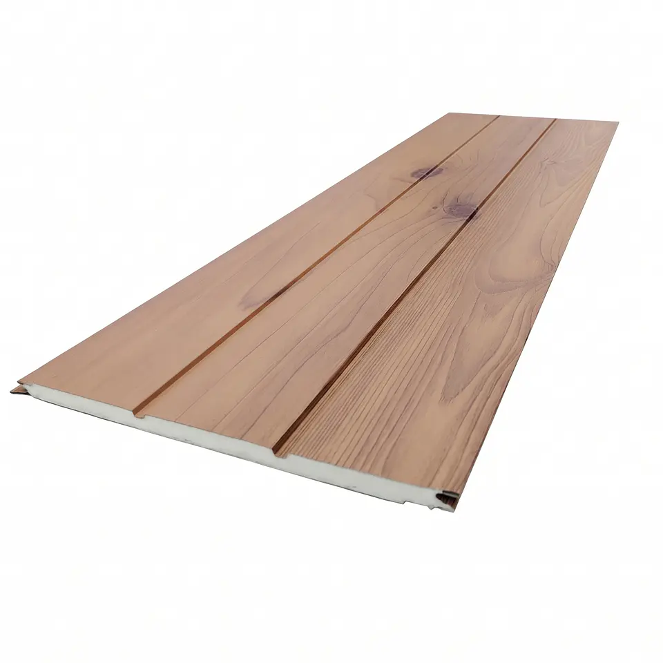 Metal Siding Roble Claro 3 tablas, 2900x383x16mm, Caja 8 Unids. 1