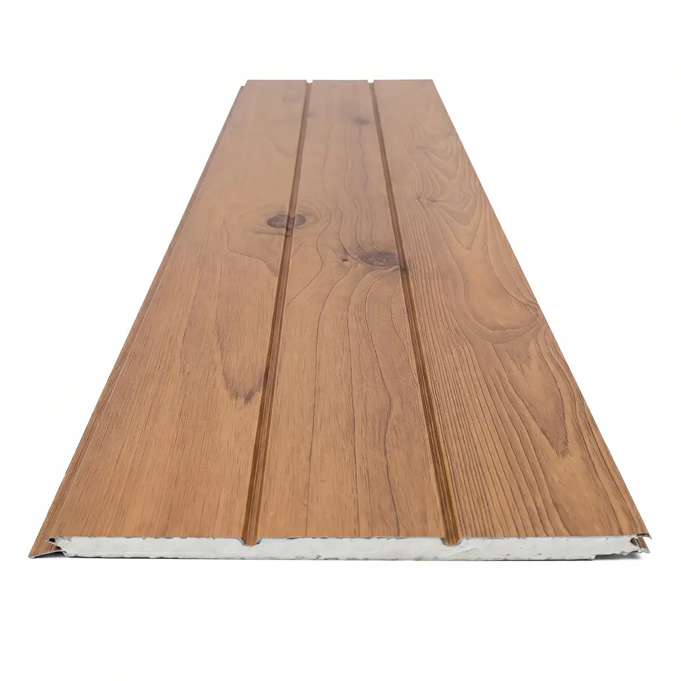 Metal Siding Roble Claro 3 tablas, 2900x383x16mm, Caja 8 Unids. 2