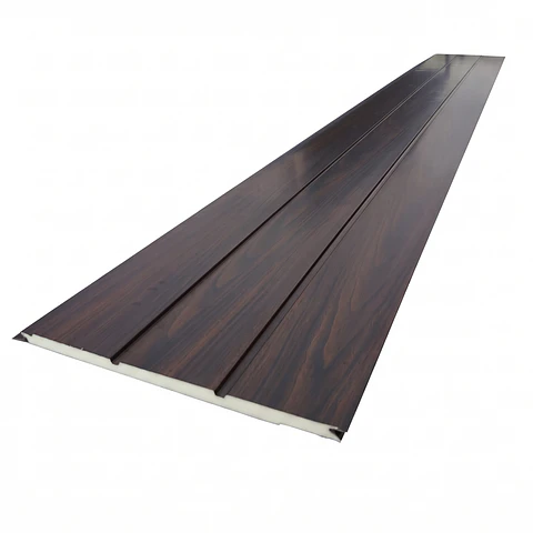 Metal Siding Roble Dark 3 tablas, 2900x383x16mm, Caja 8 Unids.