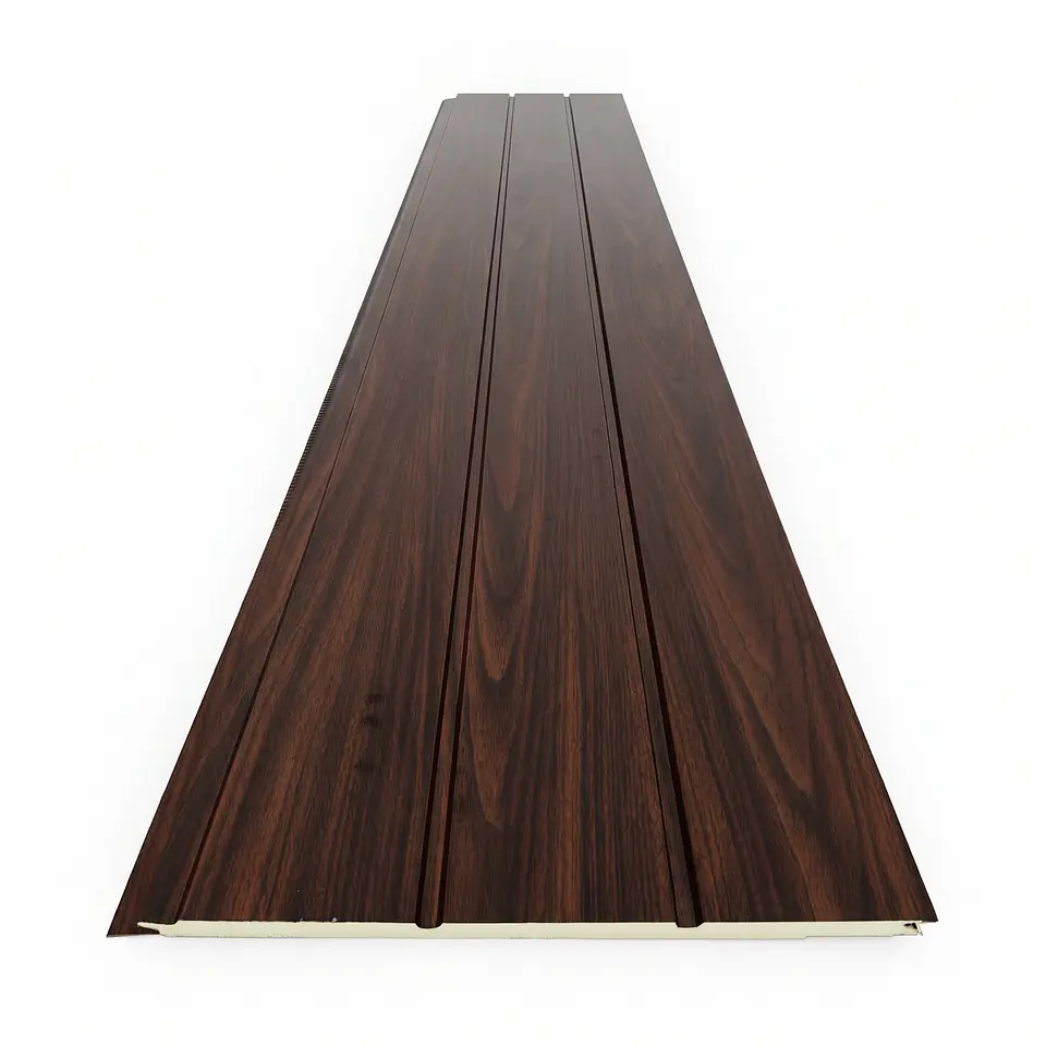 Metal Siding Roble Dark 3 tablas, 2900x383x16mm, Caja 8 Unids. 2