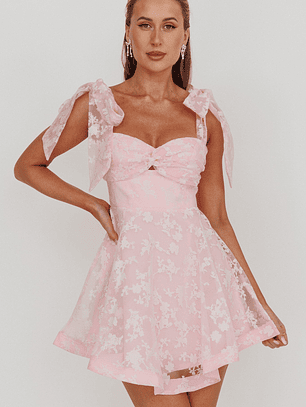 Oliana Tied Shoulders Keyhole Mini Dress Blush