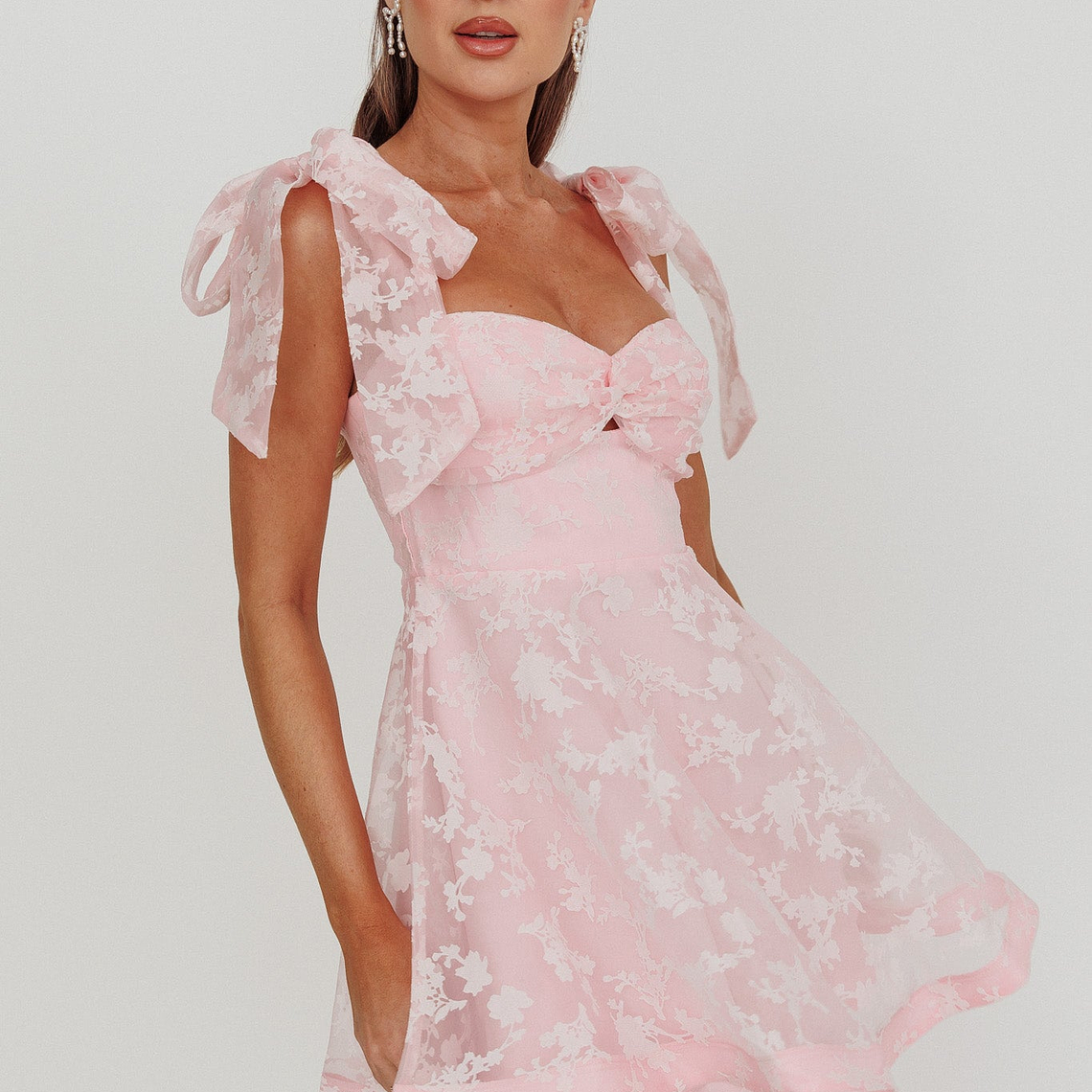 Oliana Tied Shoulders Keyhole Mini Dress Blush 2