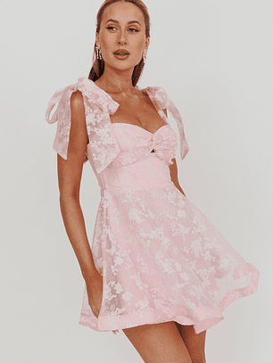 Oliana Tied Shoulders Keyhole Mini Dress Blush