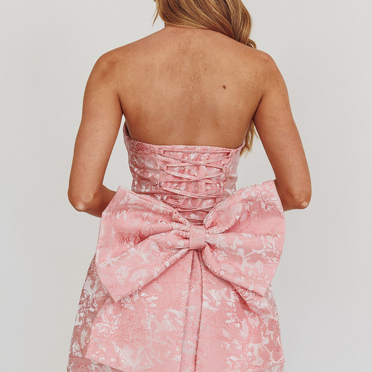 Melty Kisses Bow Mini Dress Pink 1