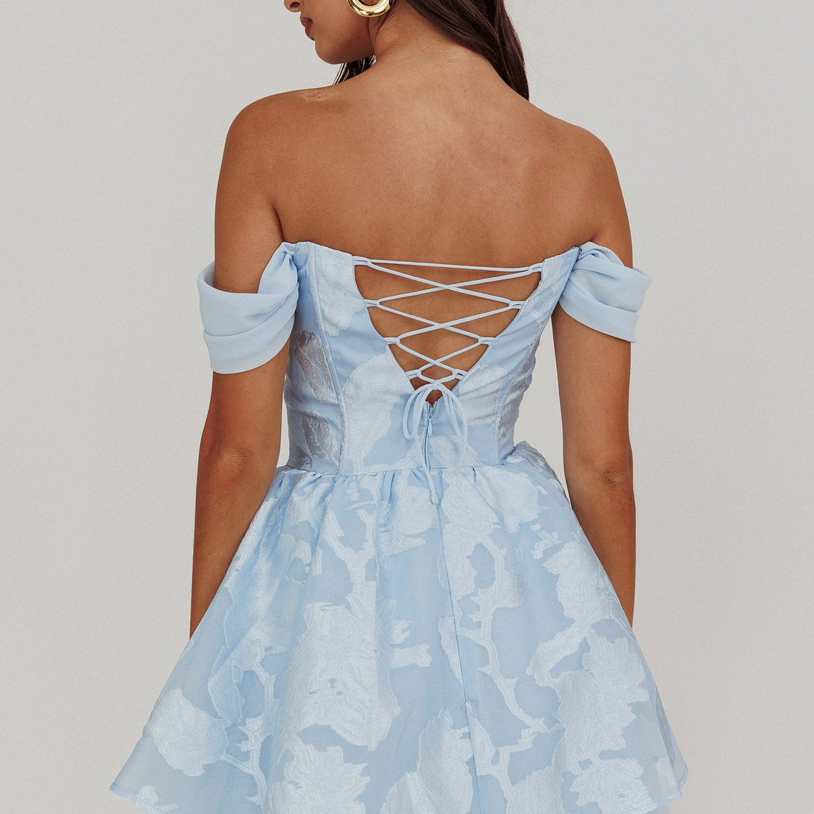 Lusting Off-Shoulder Mini Dress Blue 1