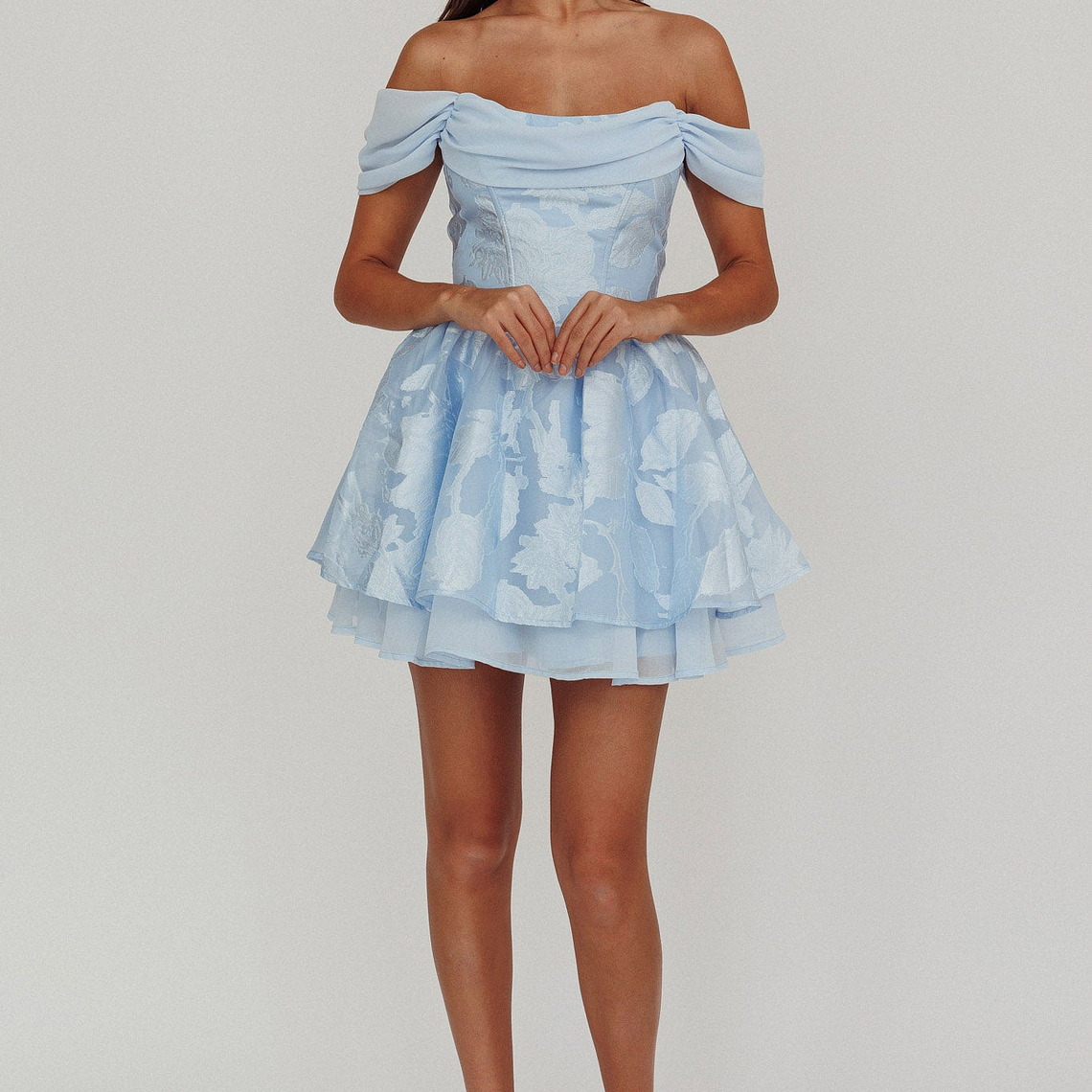 Lusting Off-Shoulder Mini Dress Blue 2