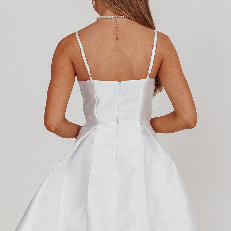 Love Talk Flared Bow Mini Dress White 2