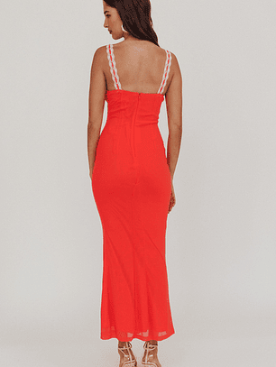 Girl Power Lace Strap Maxi Dress Red
