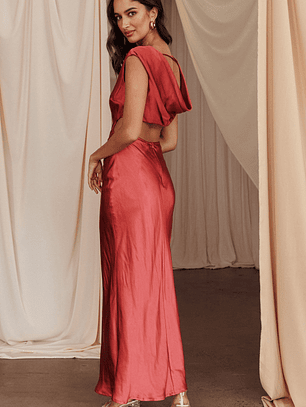 Starlight Sonata Cut-Out Cowl Back Maxi Dress Autumn