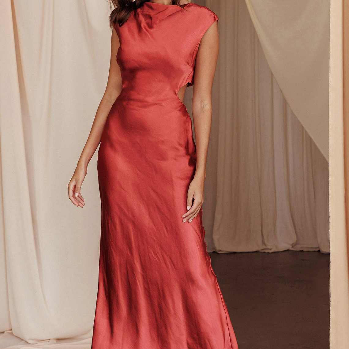 Starlight Sonata Cut-Out Cowl Back Maxi Dress Autumn 4