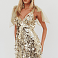 Mykonos Morning Tied Shoulder Sequin Mini Dress Gold - thumbnail 1