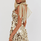 Mykonos Morning Tied Shoulder Sequin Mini Dress Gold - thumbnail 2