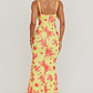 Fortune Mesh Floral Midi Dress Pink/Yellow - thumbnail 3