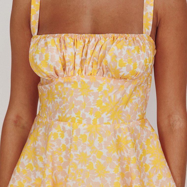 Provence Bloom Tiered Ruffle Floral Maxi Dress Yellow 4