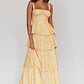 Provence Bloom Tiered Ruffle Floral Maxi Dress Yellow - thumbnail 5