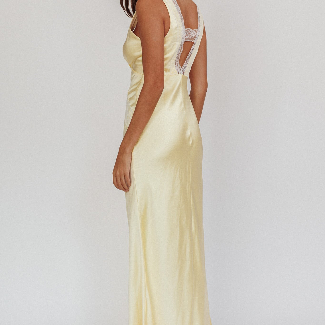 Ivonne Lace Trim V-Neck Maxi Dress Butter 3