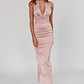 Italia Azure Pleat Bodice Halterneck Maxi Dress Blush - thumbnail 4
