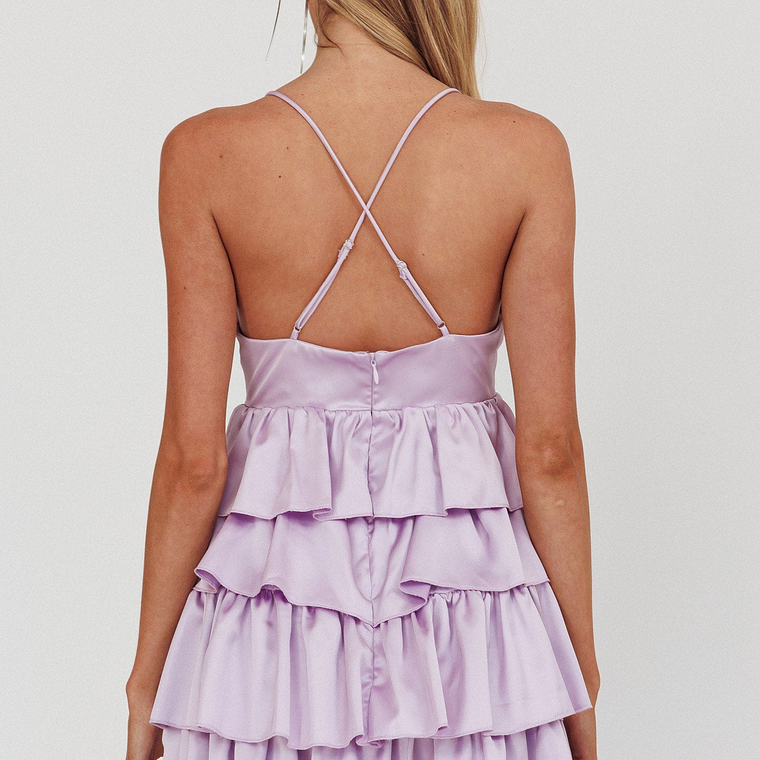 Heavenly Bliss Ruffle Mini Dress Lilac 2