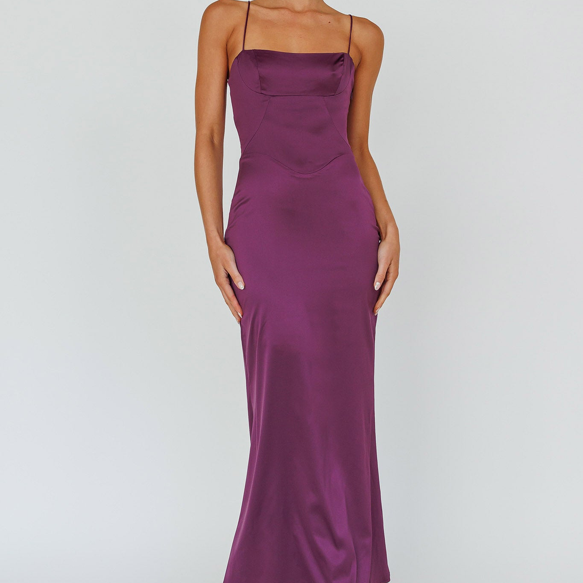Teneal Lace-Up Back Maxi Dress Plum 1