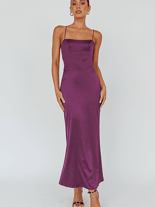 Teneal Lace-Up Back Maxi Dress Plum