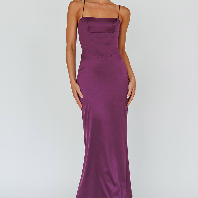 Teneal Lace-Up Back Maxi Dress Plum 1