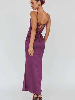 Teneal Lace-Up Back Maxi Dress Plum
