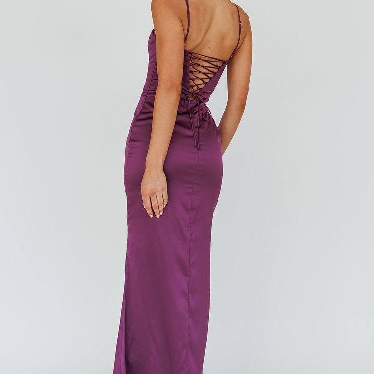 Teneal Lace-Up Back Maxi Dress Plum 2