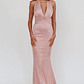 Italia Azure Pleat Bodice Halterneck Maxi Dress Blush - thumbnail 6