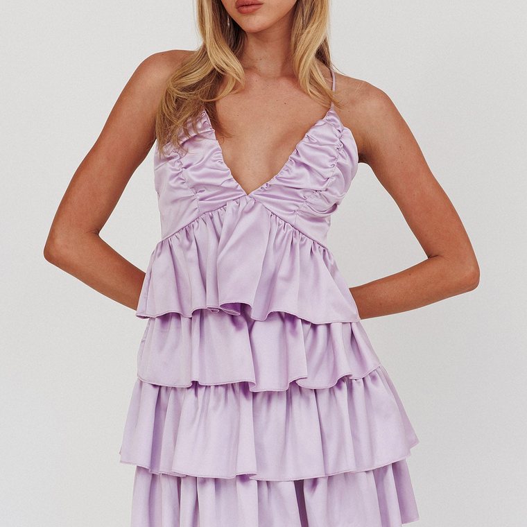 Heavenly Bliss Ruffle Mini Dress Lilac 5