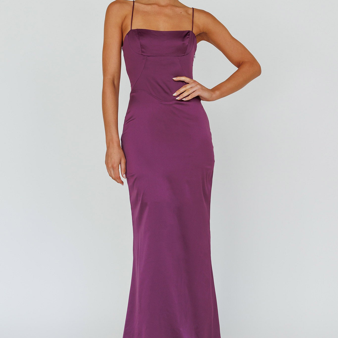 Teneal Lace-Up Back Maxi Dress Plum 3