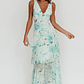 Veda Strappy Back Ruffle Maxi Dress Floral Green - thumbnail 3