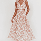 Madara Lace-Up Back Maxi Dress Floral Peach - thumbnail 1