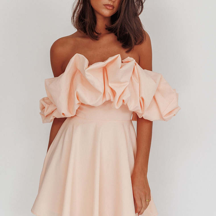 Kailynn Off-Shoulder A-Line Mini Dress Blush 1