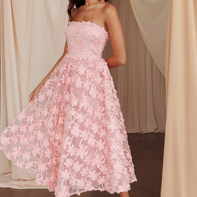 Dori Floral Embellished Midi Dress Blush 1