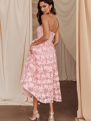 Dori Floral Embellished Midi Dress Blush