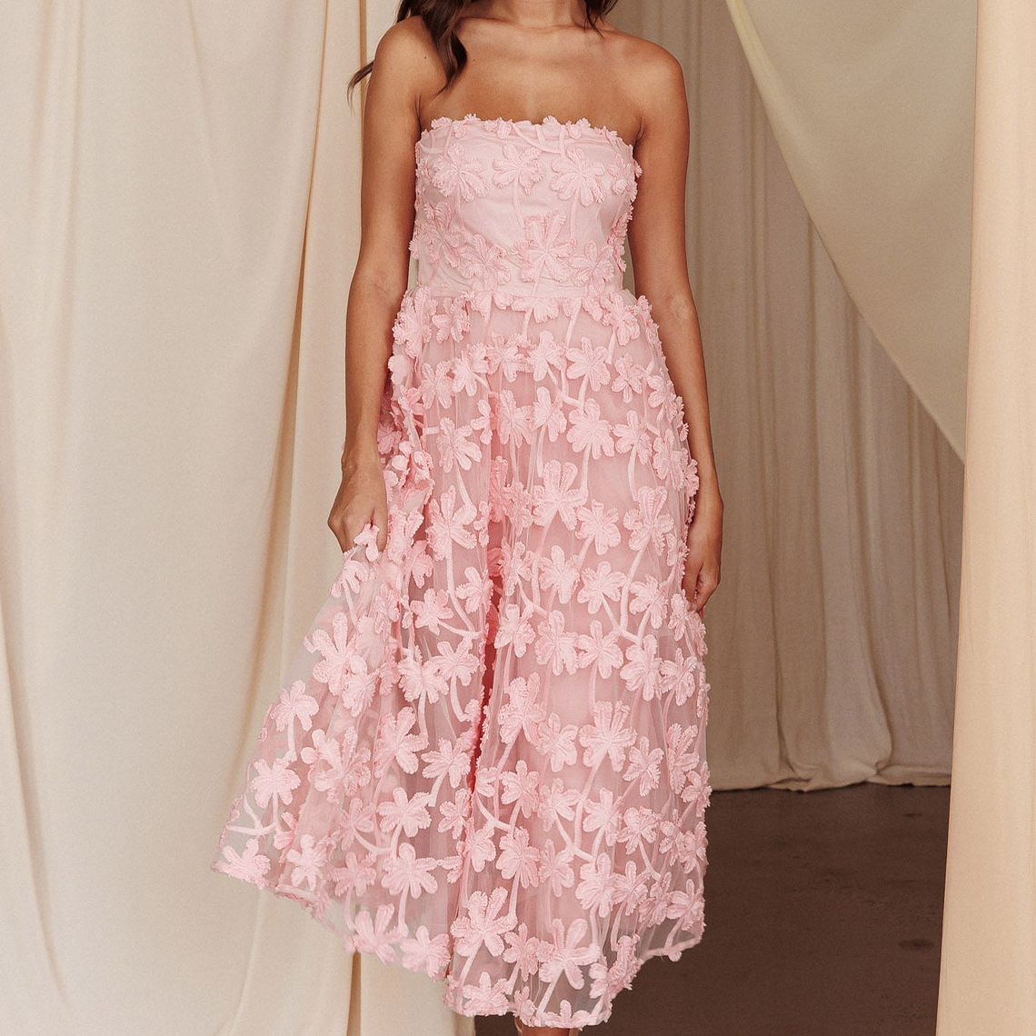 Dori Floral Embellished Midi Dress Blush 5