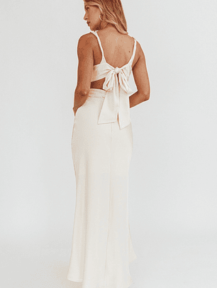 Harper Cut-Out Bow Back Maxi Dress Oyster