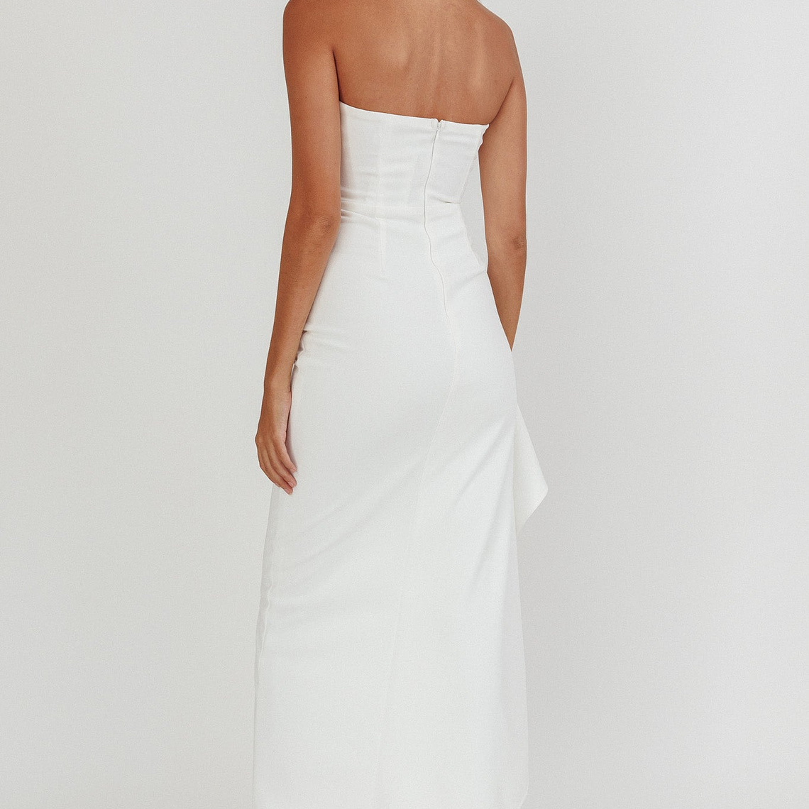 Cha Cha Strapless Thigh Split Dress White 4