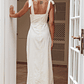 Mykonos Morning Tied Shoulder Maxi Dress Embroidered Beige - thumbnail 3