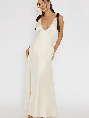 New York Minute Bow Shoulder Dress Oyster