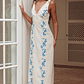 Mykonos Morning Tied Shoulder Maxi Dress Embroidered Beige - thumbnail 6
