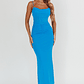 Morella Ruched Waist Mesh Maxi Dress Blue - thumbnail 5