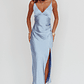 Marlie Side Pleat Maxi Dress Blue - thumbnail 1