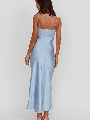 Marlie Side Pleat Maxi Dress Blue