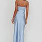 Marlie Side Pleat Maxi Dress Blue - thumbnail 2