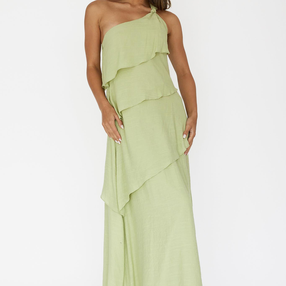 Delwyn One-Shoulder Maxi Dress Sage 1