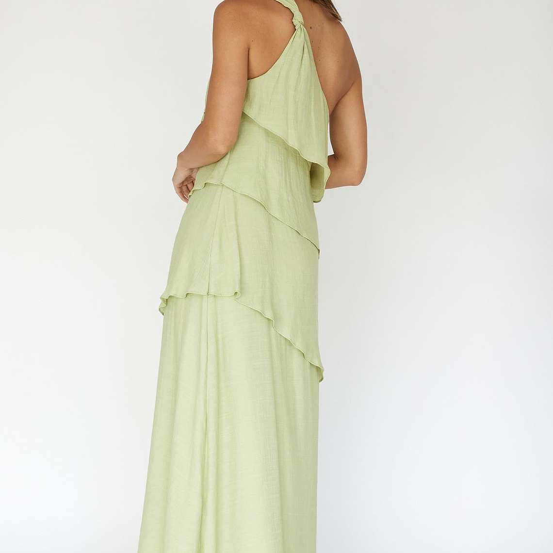 Delwyn One-Shoulder Maxi Dress Sage 2