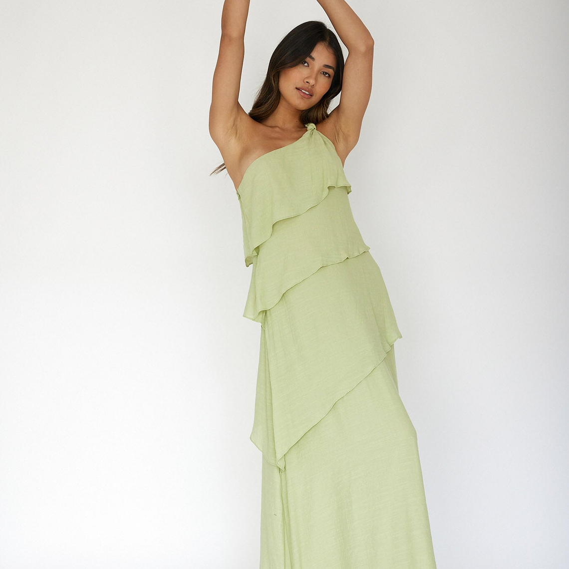 Delwyn One-Shoulder Maxi Dress Sage 5