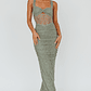 Oliana Embroidered Mesh Midi Dress Fern - thumbnail 1