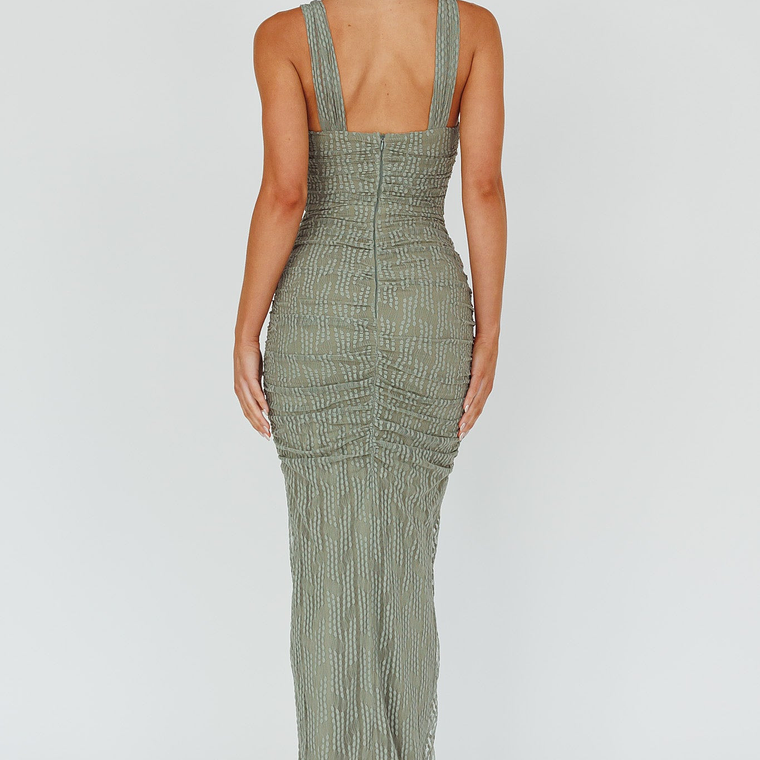 Oliana Embroidered Mesh Midi Dress Fern 2
